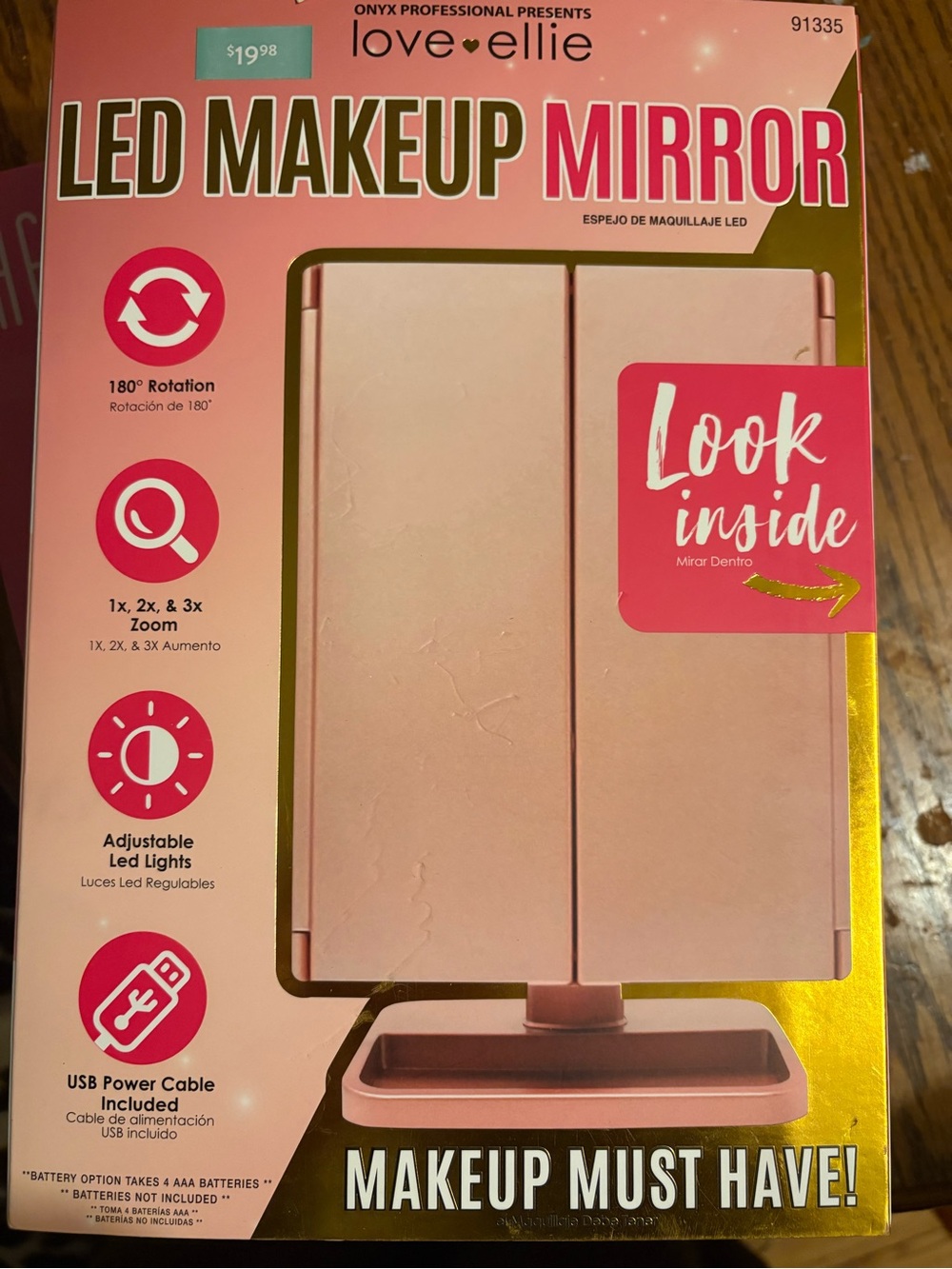 Elle LED Makeup Mirror - Pink - Picture 4 of 8